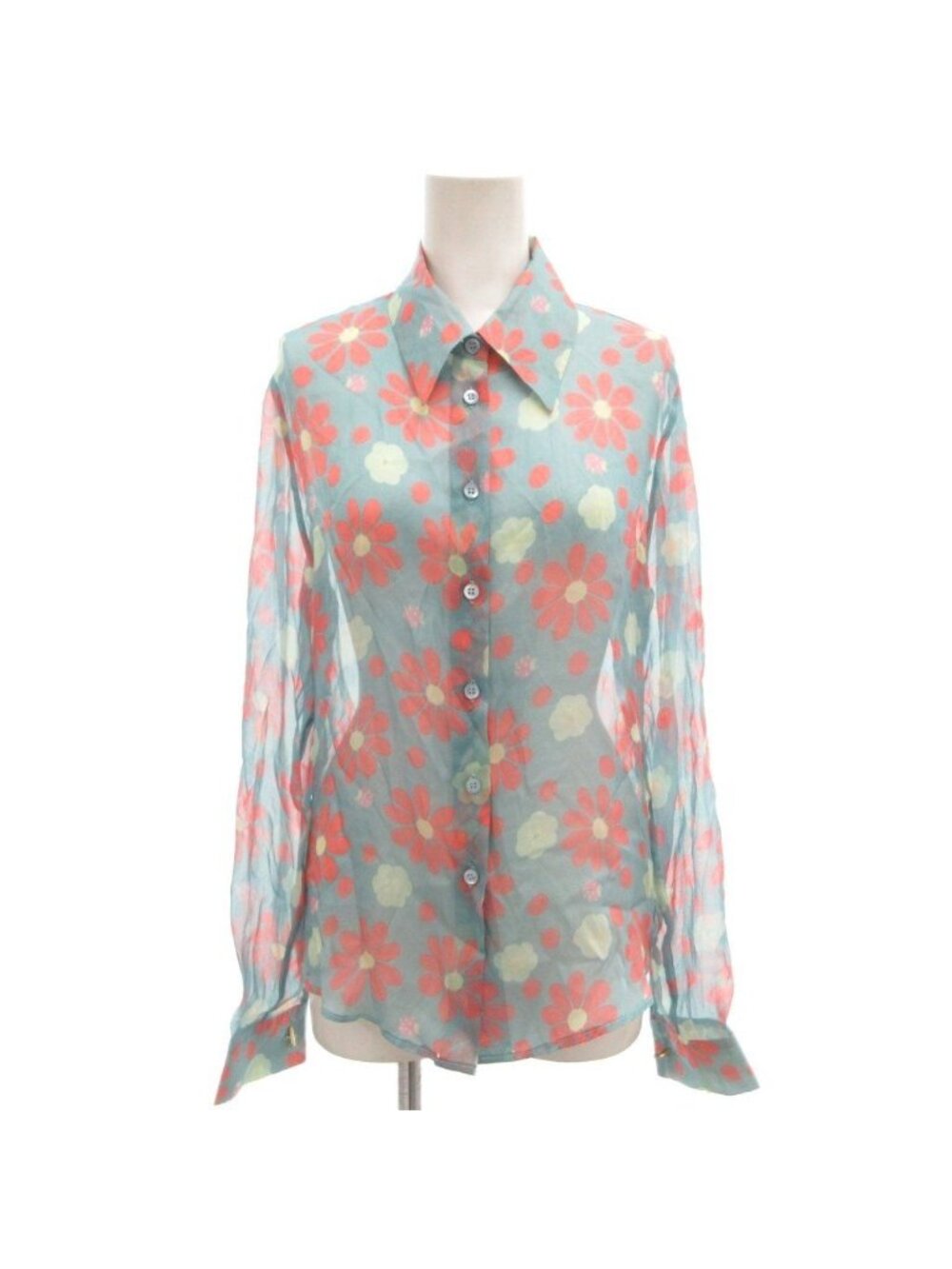 Fendi Rome Sier Shirt Long Sleeve Flower Pattern Regular Color Silk Water 42